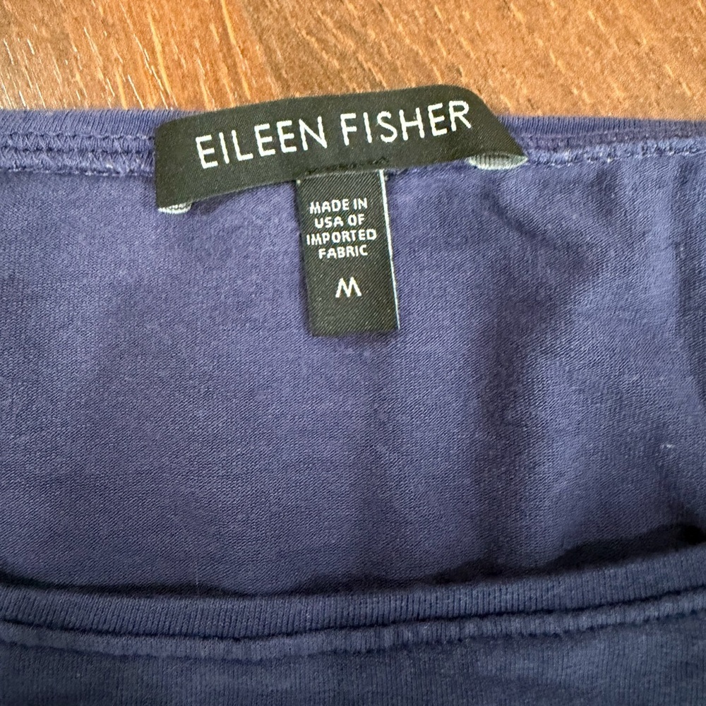 Eileen Fisher Fine Jersey Bateau Neck Top Sz Medium 3/4 sleeves purple - Picture 2 of 7